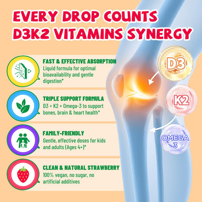 Gotas vitaminas D3 K2 fáciles de tomar para niños