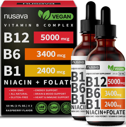 Gotas de vitaminas NUSAVA B12 y D3 K2 para salud