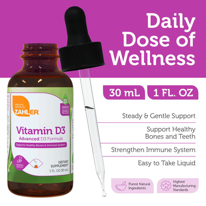 Suplemento vitamina d3 líquida gotero zahler para adultos