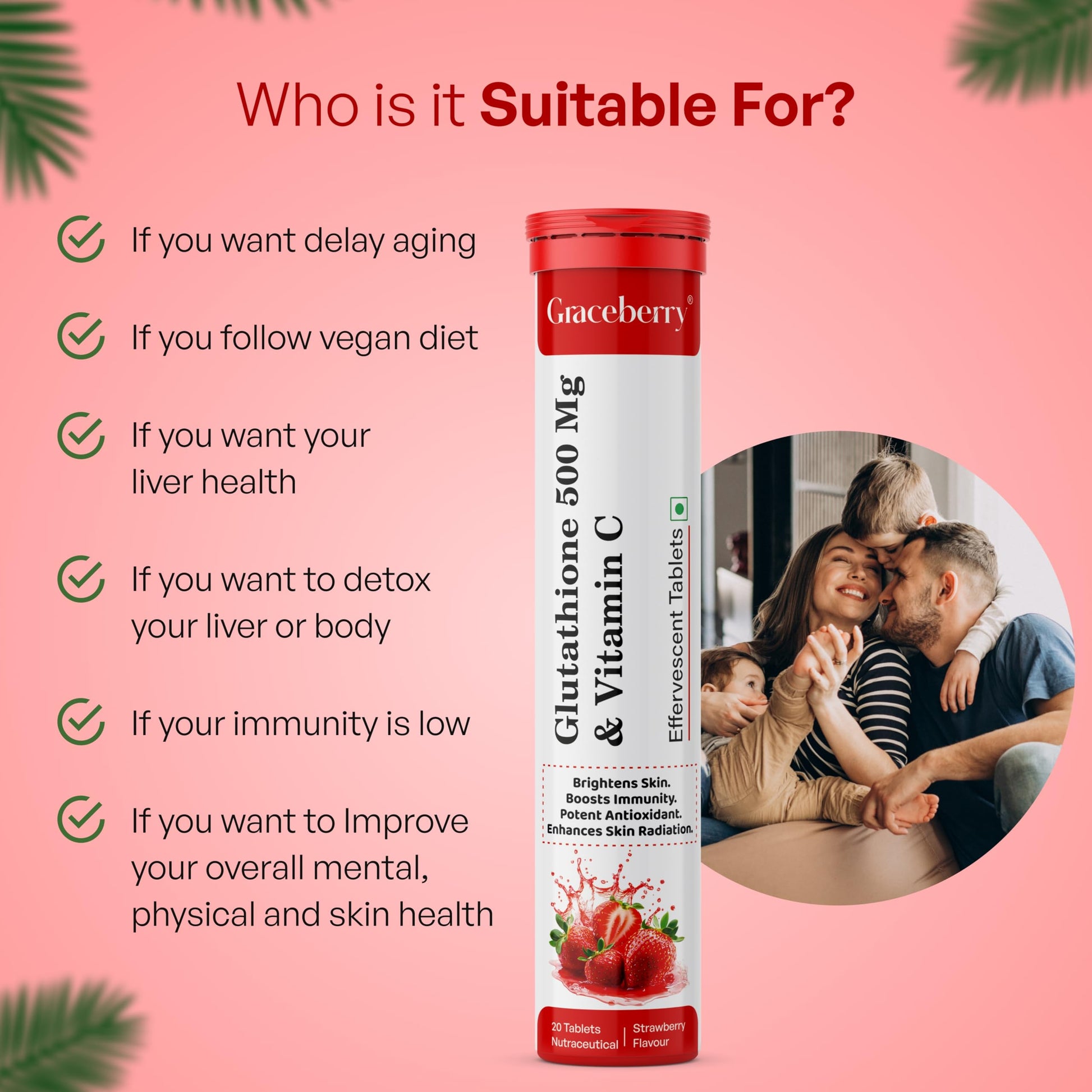 Glutatión y vitamina c para salud de la piel GRACEBERRY