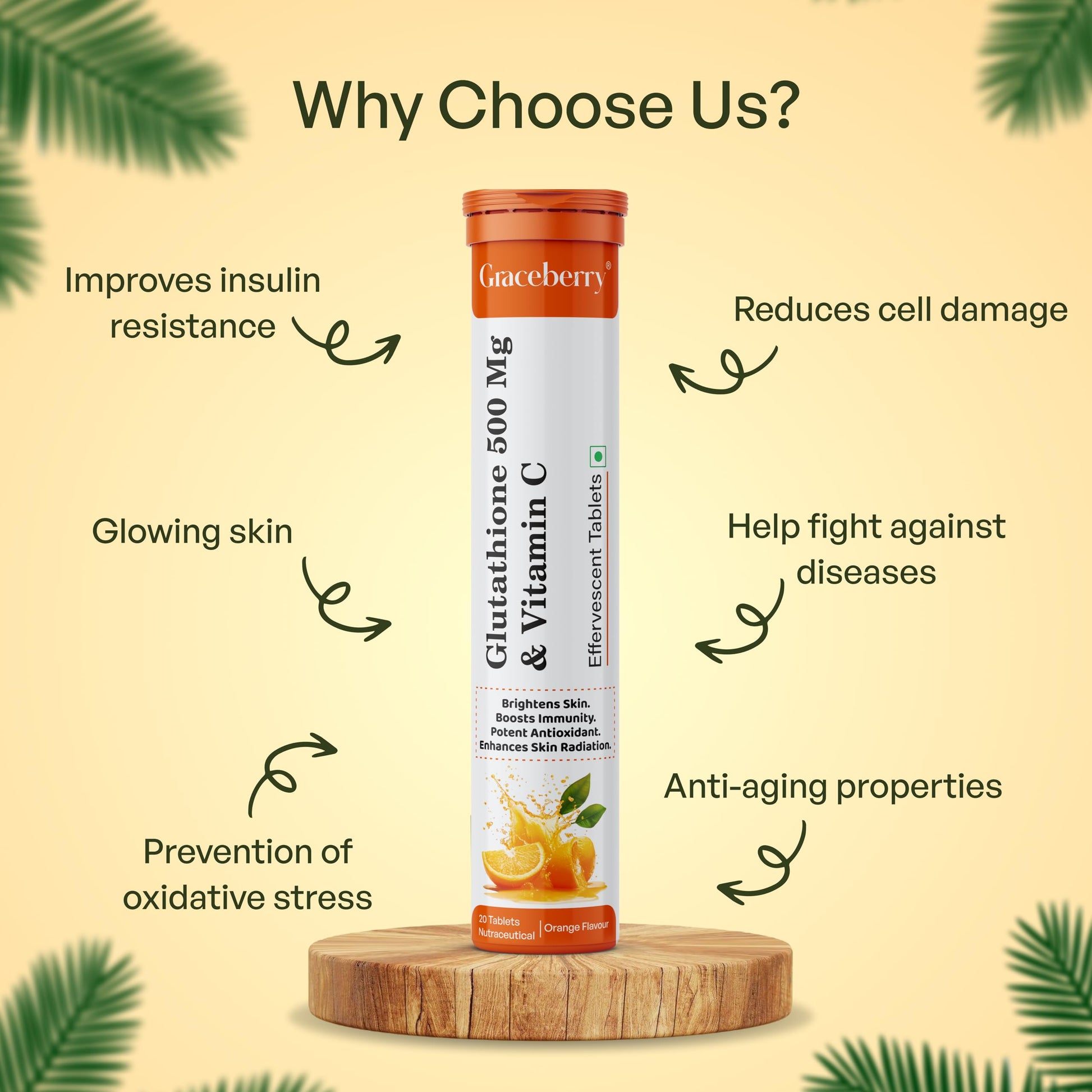 Graceberry glutatión con vitamina c suplemento antioxidante para piel