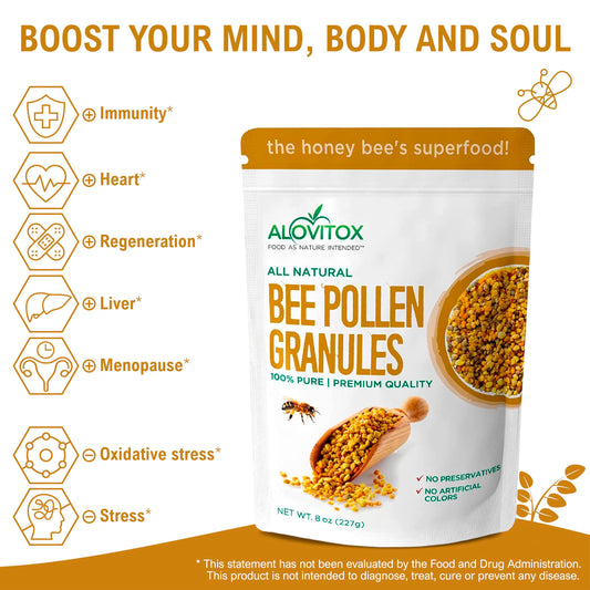 Gránulos de polen de abeja Alovitox y beneficios antioxidantes