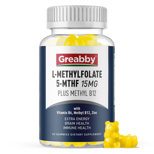 Paquete GREABBY gomitas L-Metilfolato 15mg 60 unidades