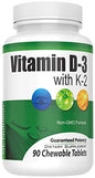 Great Lakes vitaminas D3 y K2 masticables 90 tabletas paquete