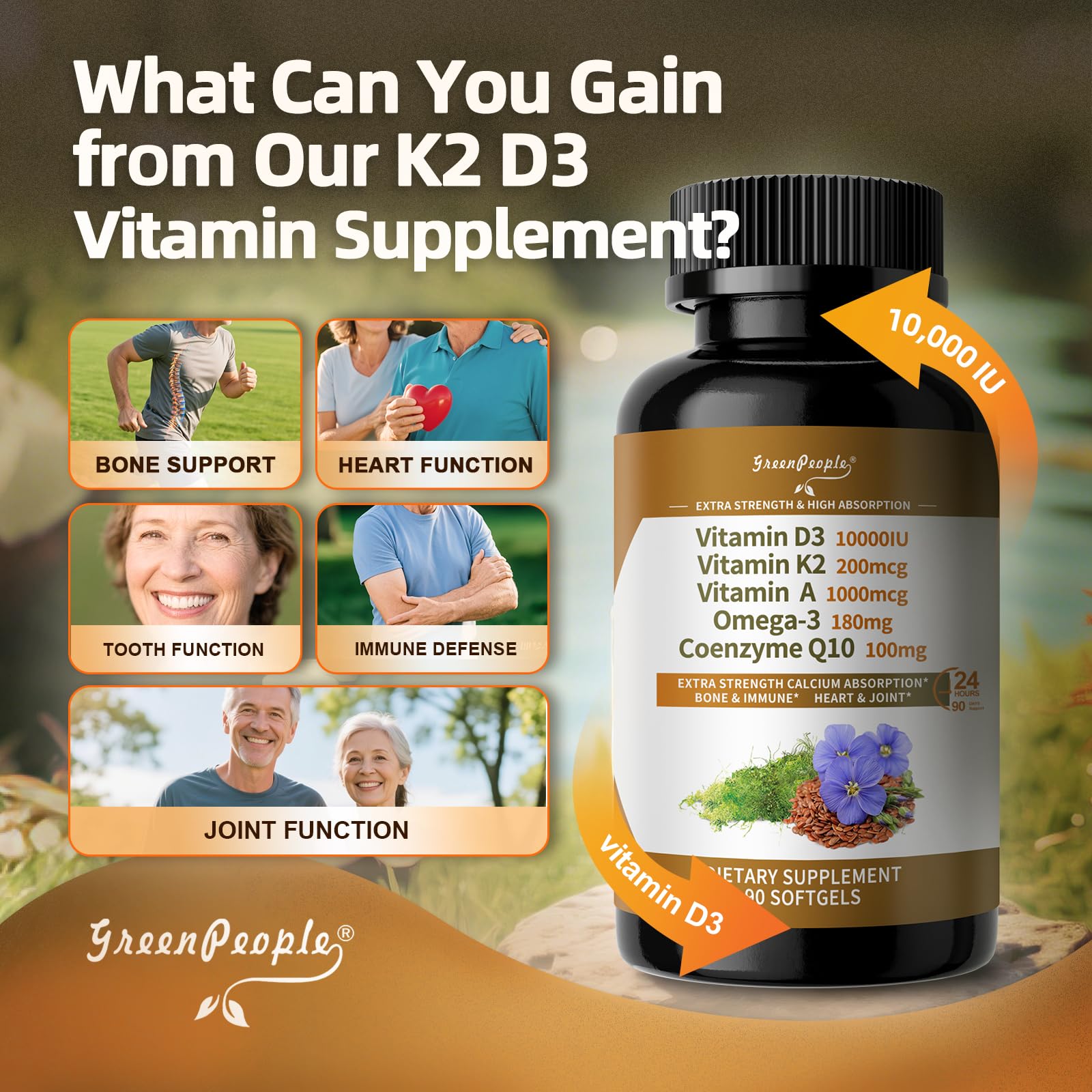 Softgels de GREENPEOPLE Vitamina D3 K2 10000 IU