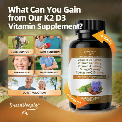 Softgels de GREENPEOPLE Vitamina D3 K2 10000 IU