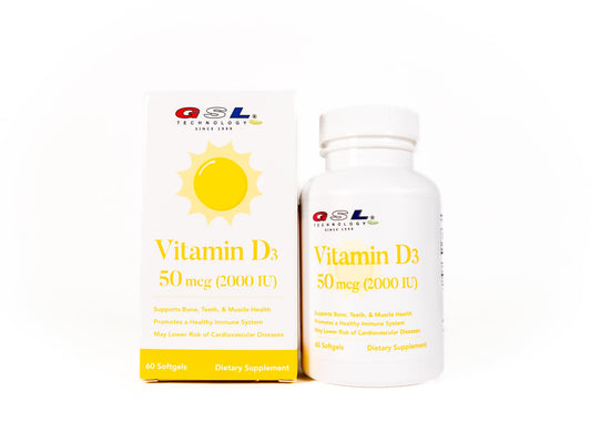 GSL Technology Vitamina D3 2000 UI frasco de cápsulas