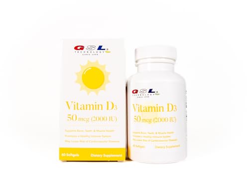 GSL Technology vitamina d3 suplemento 2000 ui 60 cápsulas paquete único
