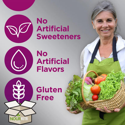 Guía exclusiva y adhesivo incluidos con gomitas Nour Nutri Health