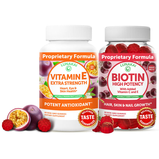 Gummies Lunakai vitamina e y biotina envase frontal