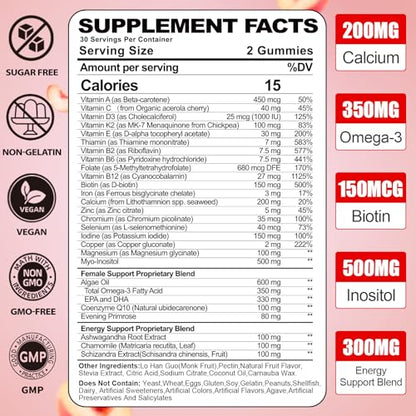 Gummies masticables multivitamínicos sin azúcar para mujer pack