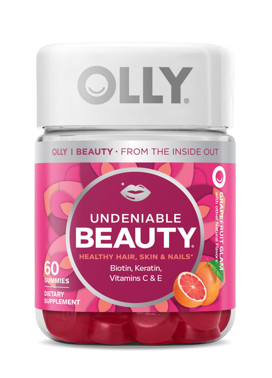 Gummies OLLY en configuración de belleza para cabello y uñas.