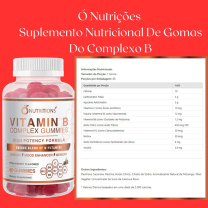 Gummies vitamina B complejo veganas O NUTRITIONS 60ct paquete doble