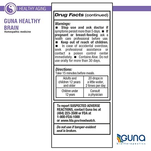 Instrucciones y advertencias de uso de Guna Healthy Brain.