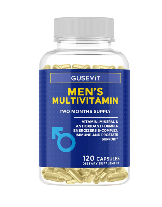 botella de cápsulas multivitamínicas para hombres GUSEVIT