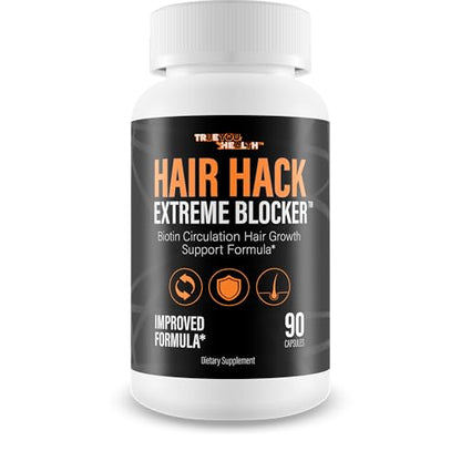 Frasco de Hair Hack Extreme Blocker suplemento para crecimiento de cabello