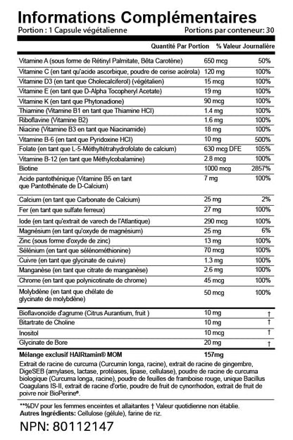 HAIRtamin MOM vitaminas para cabello y embarazo saludables