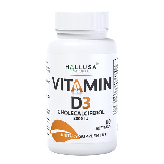 Hallusa Natural vitamina D3 2000 UI botella frontal