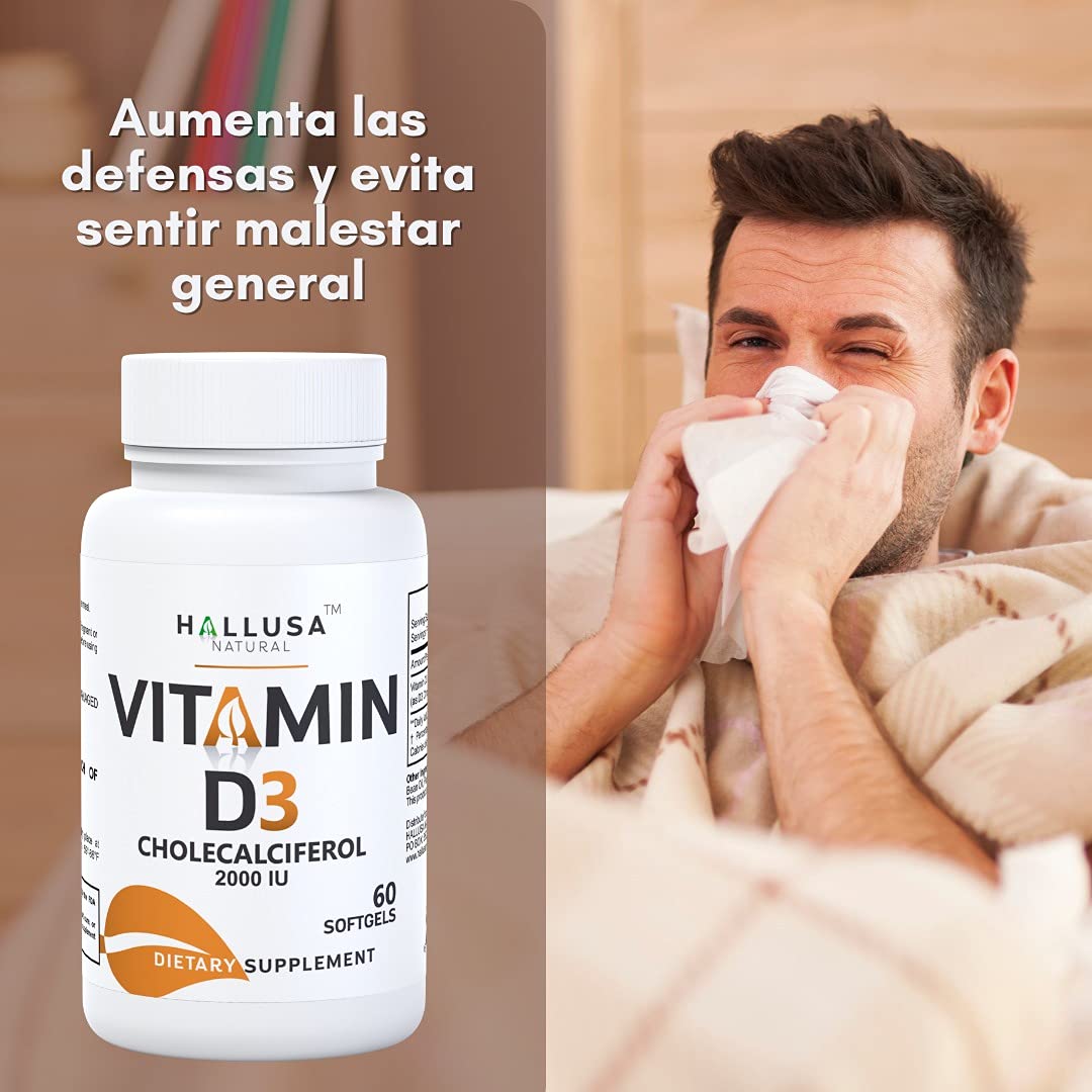 Hallusa Natural vitamina D3 caja lateral