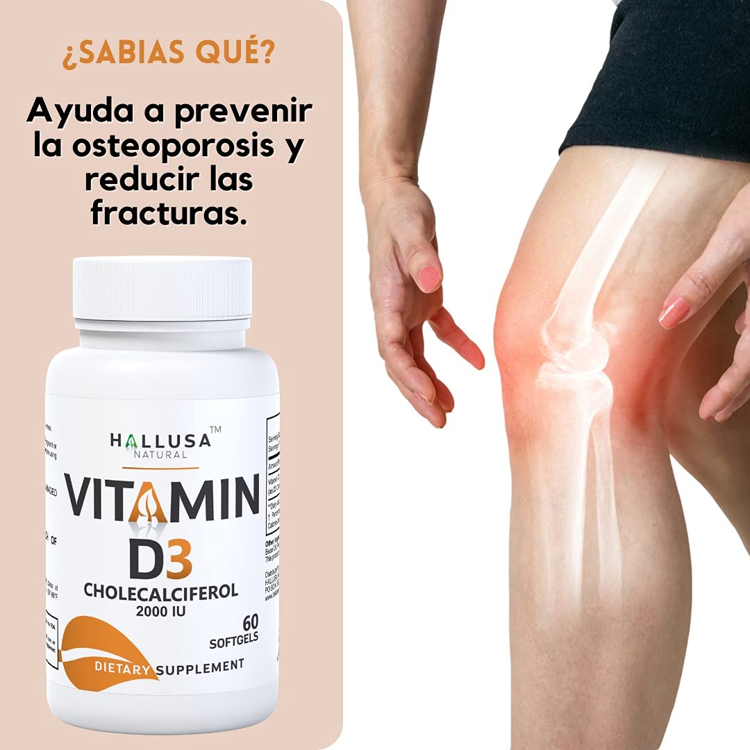 Hallusa Natural vitaminas D3 cápsulas closeup