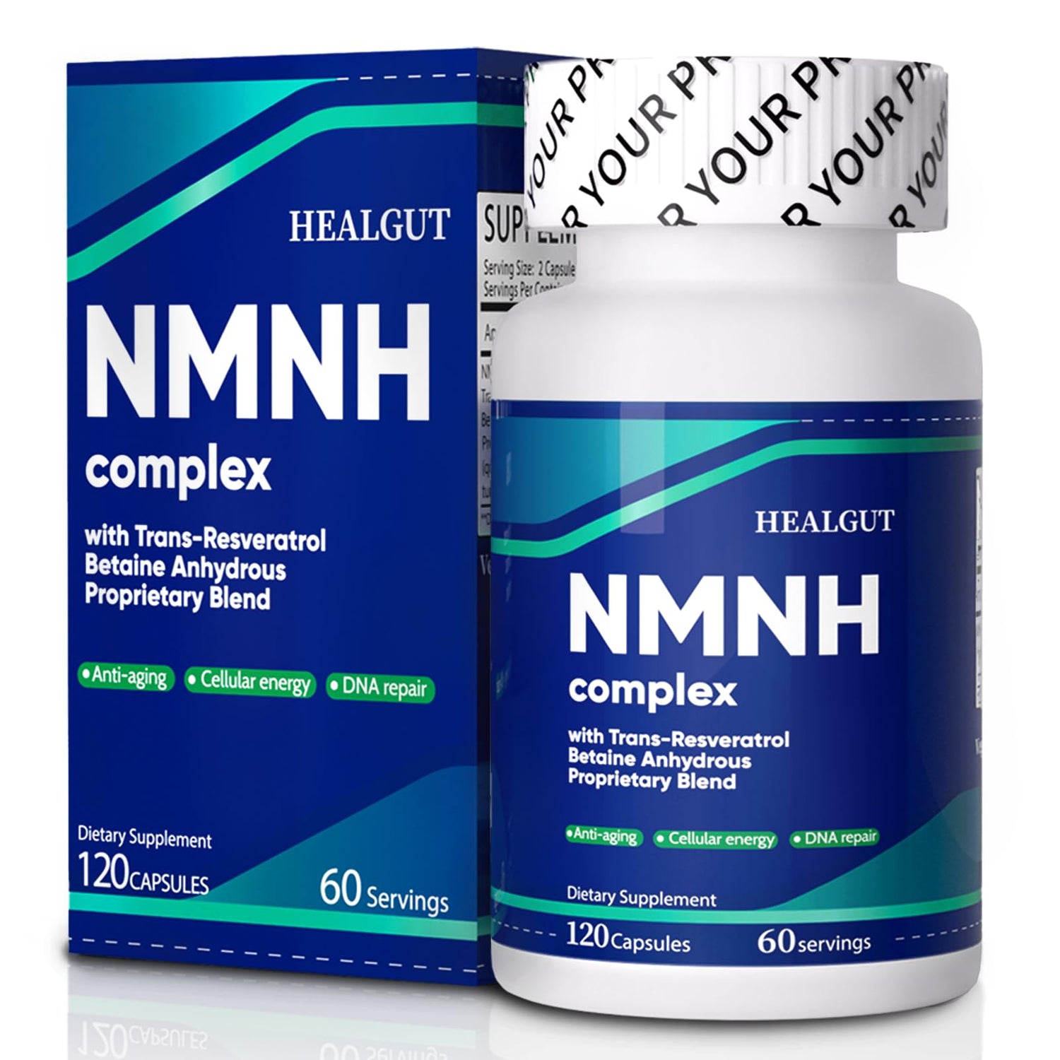 Suplemento HEALGUT NMNH cápsulas anti envejecimiento 120 unidad