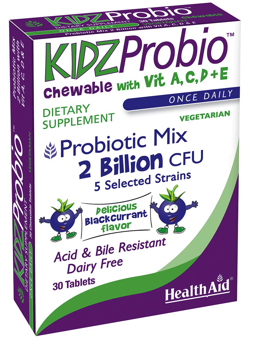 healthaid kidzprobio masticable probióticos sabor grosella negra