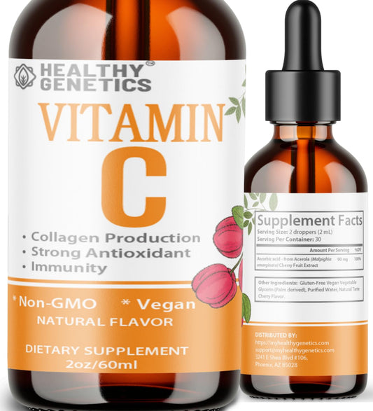 Frasco Healthy Genetics Vitamina C líquida para adultos y niños