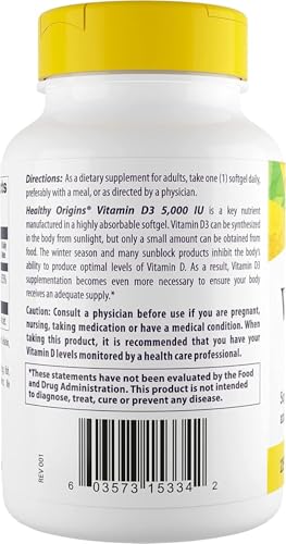 Etiqueta frontal Healthy Origins Vitamina D3