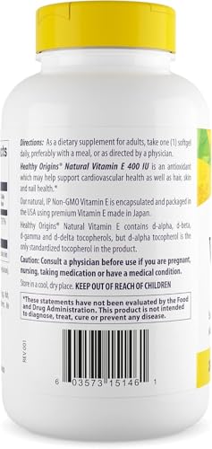 Cápsulas blandas vitamina E Healthy Origins natural y sin gluten