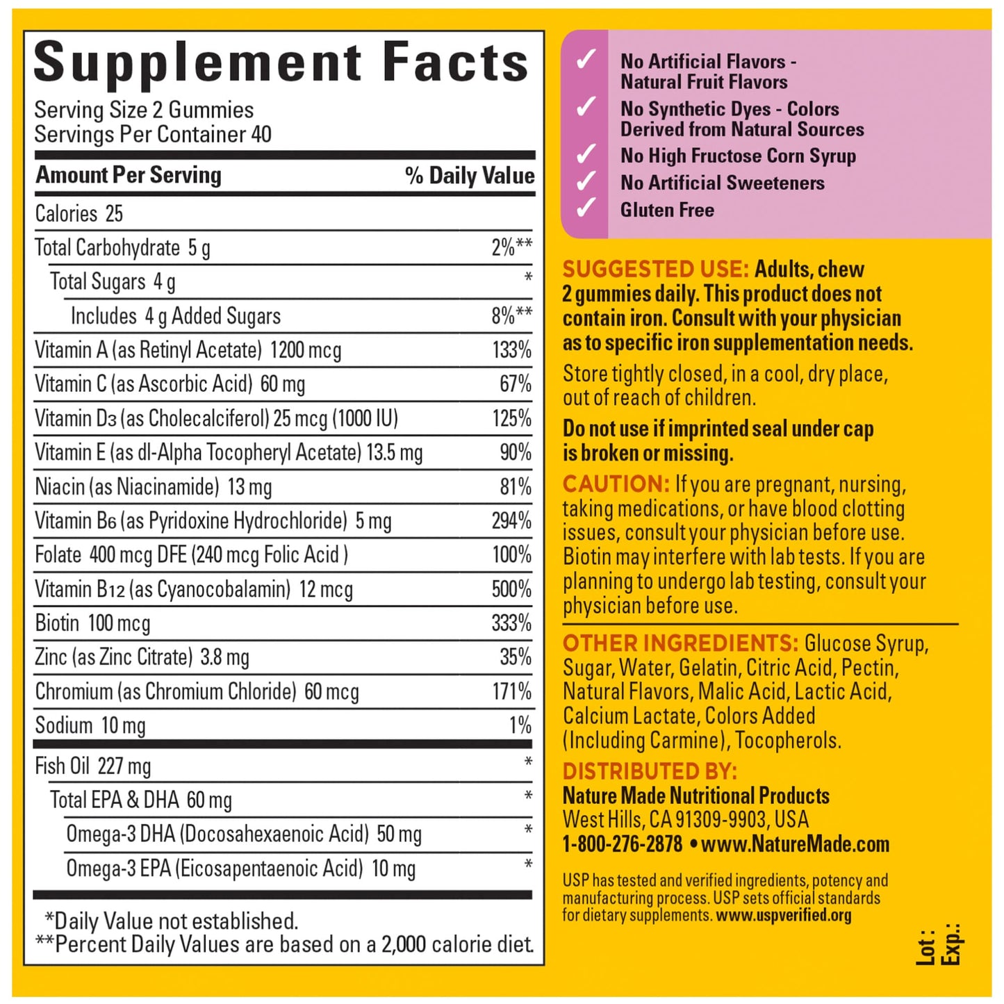 hecho en usa ingredientes globales multivitaminas nature made