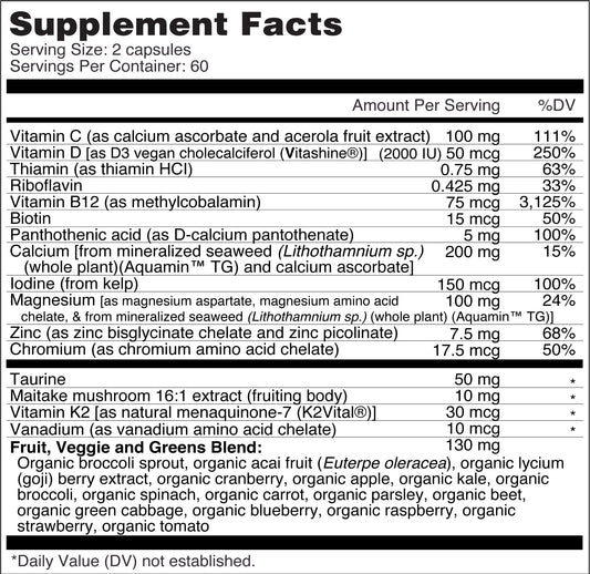 Hechos nutricionales multivitamínico Dr. Fuhrman