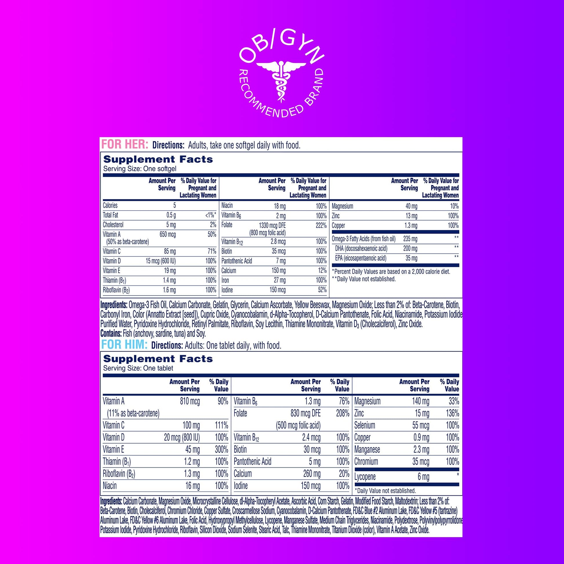 Hechos de suplementos One A Day pre-embarazo