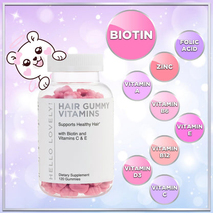 Hello Lovely suplemento para cabello y uñas gomitas sabor frutos rojos