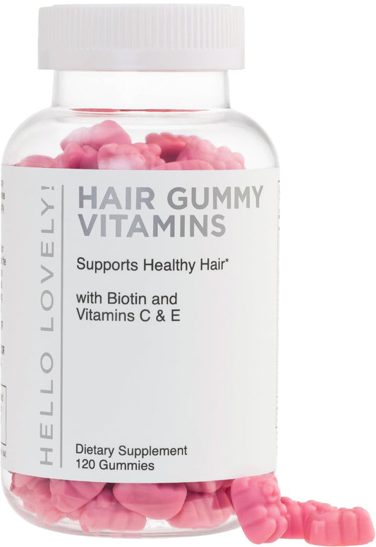 Hello Lovely vitaminas para cabello gomitas 120 ositos color rojo