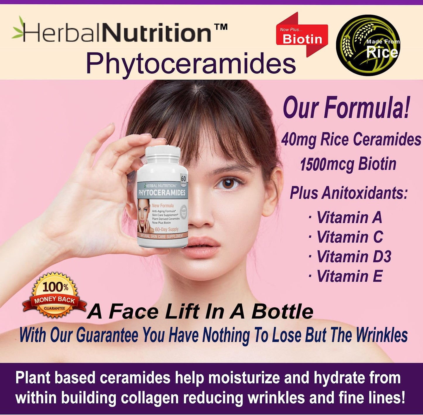 Empaque Herbal Nutrition Fitoceramidas con vitaminas