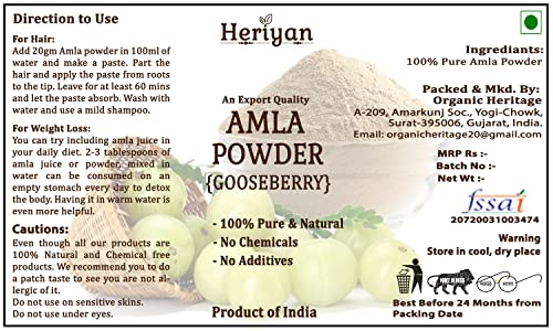 Heriyan polvo de amla pureza alta para cabello