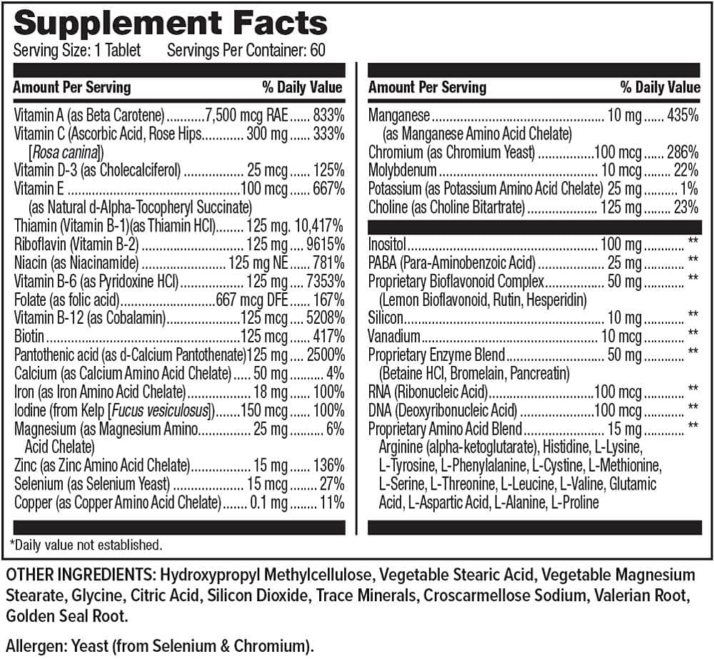 Hi-Health multivitamínico One-Only etiqueta frontal 60 tabletas