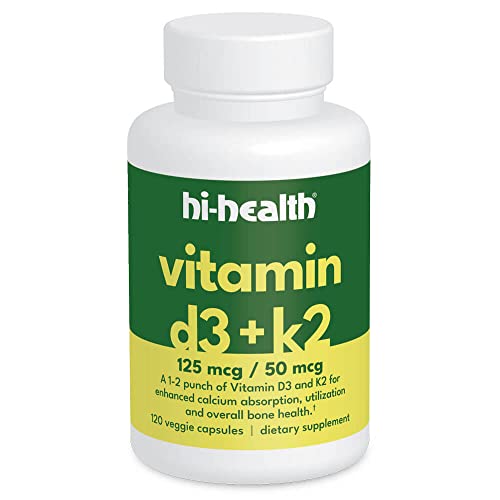 Hi-Health vitamin d3+k2 salud ósea y sistema inmunológico 120 cápsulas