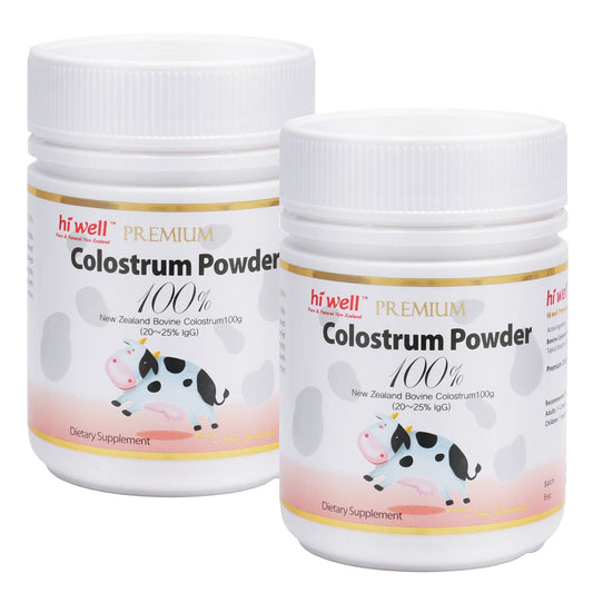 Hi Well calostro bovino premium 100% en polvo 100g frasco