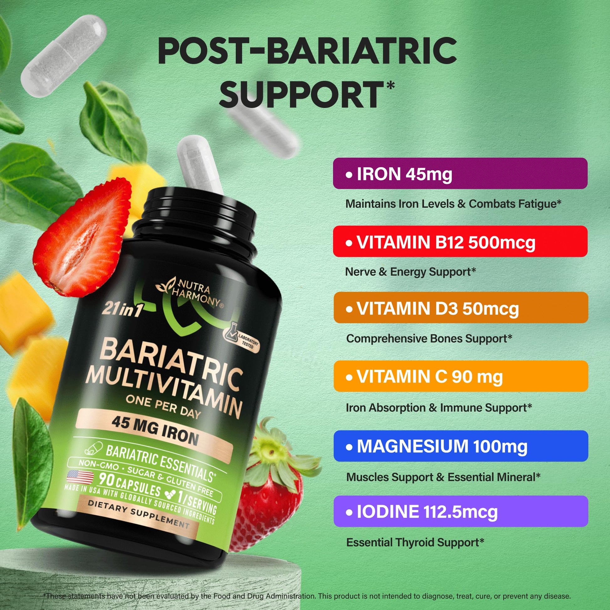 Hierro 45 mg y beneficios multivitamínicos