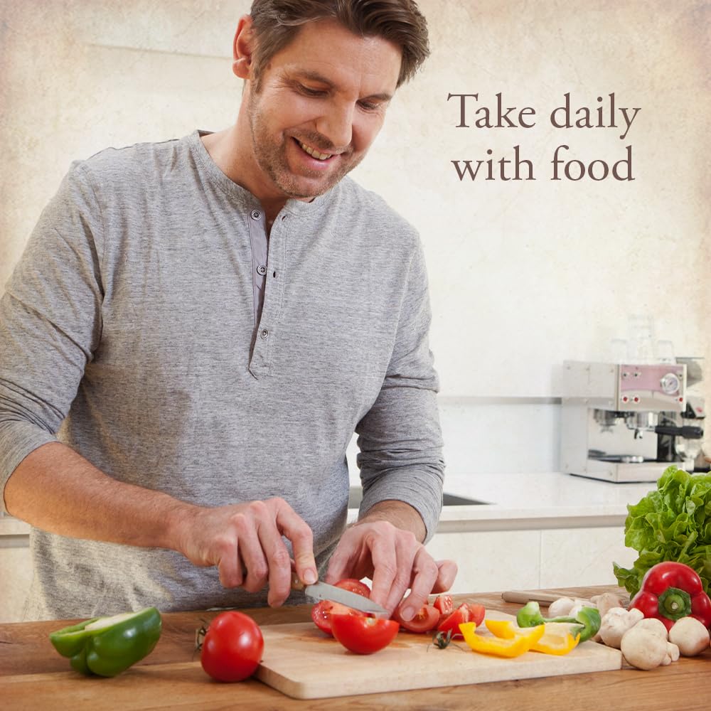 Hombre cocinando promoviendo el uso de multivitaminas