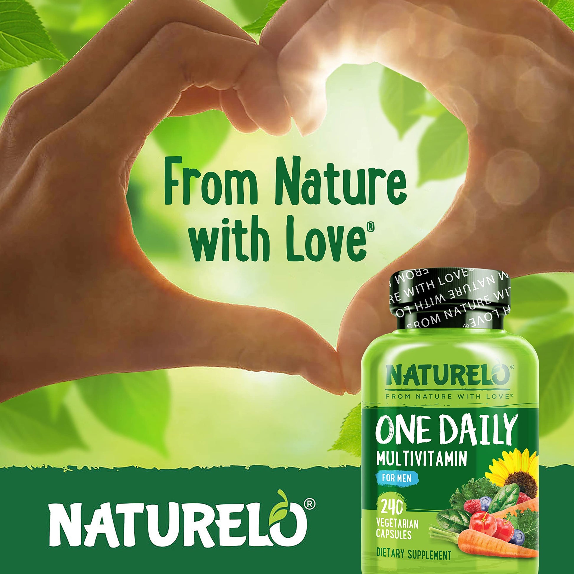 Hombre saludable preparando alimentos con NATURELO multivitaminas