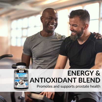 Hombres en el gimnasio con multivitaminas de Kaya Naturals