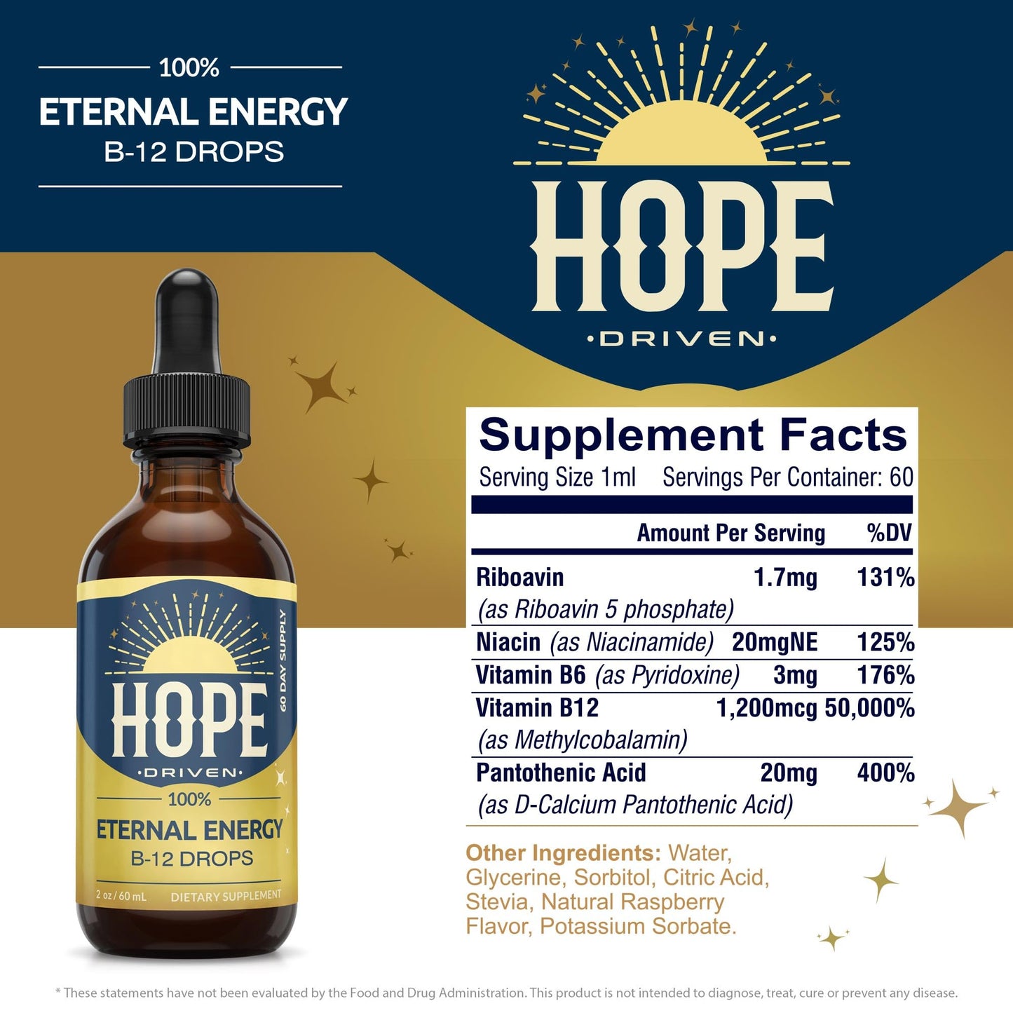 Hope Driven vitamina b12 liquid gotas rápido absorción