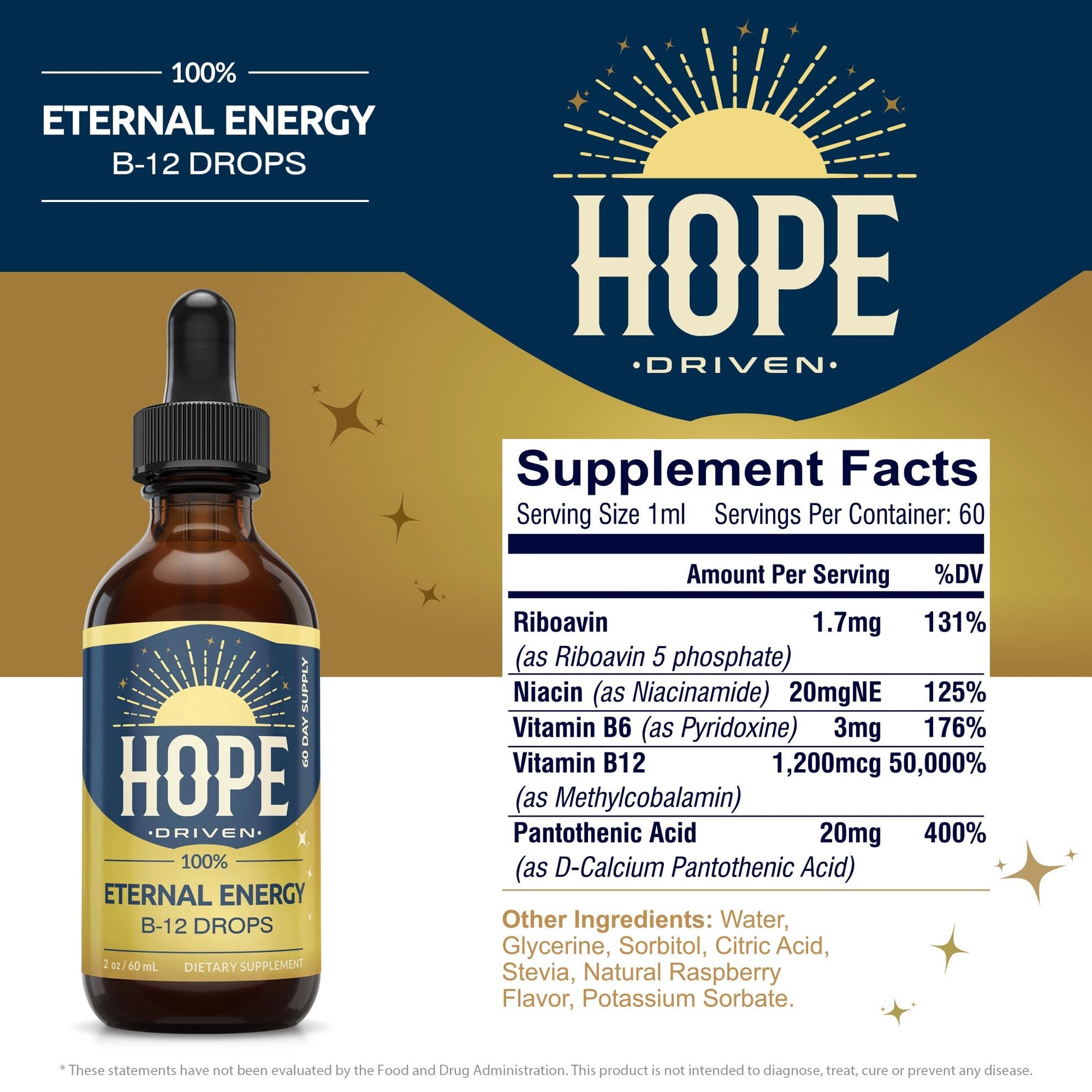 Hope Driven vitamina b12 liquid gotas rápido absorción