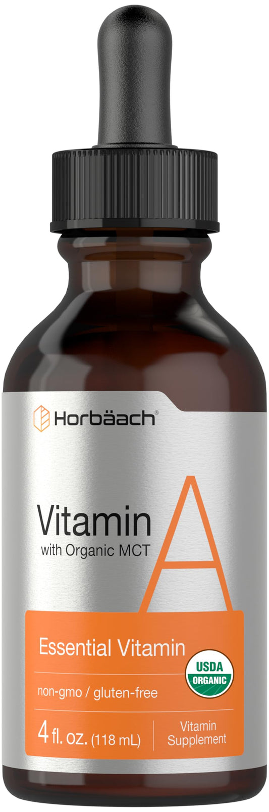 Botella de Horbäach Vitamina A Líquida en fondo blanco
