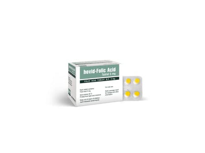 HOVID ácido-fólico 5mg paquete de 3 cajas 100 tabletas cada una