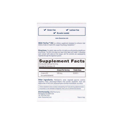 Caja de Ibsa FilmTec B12 películas de vitamina b12 sabor frambuesa