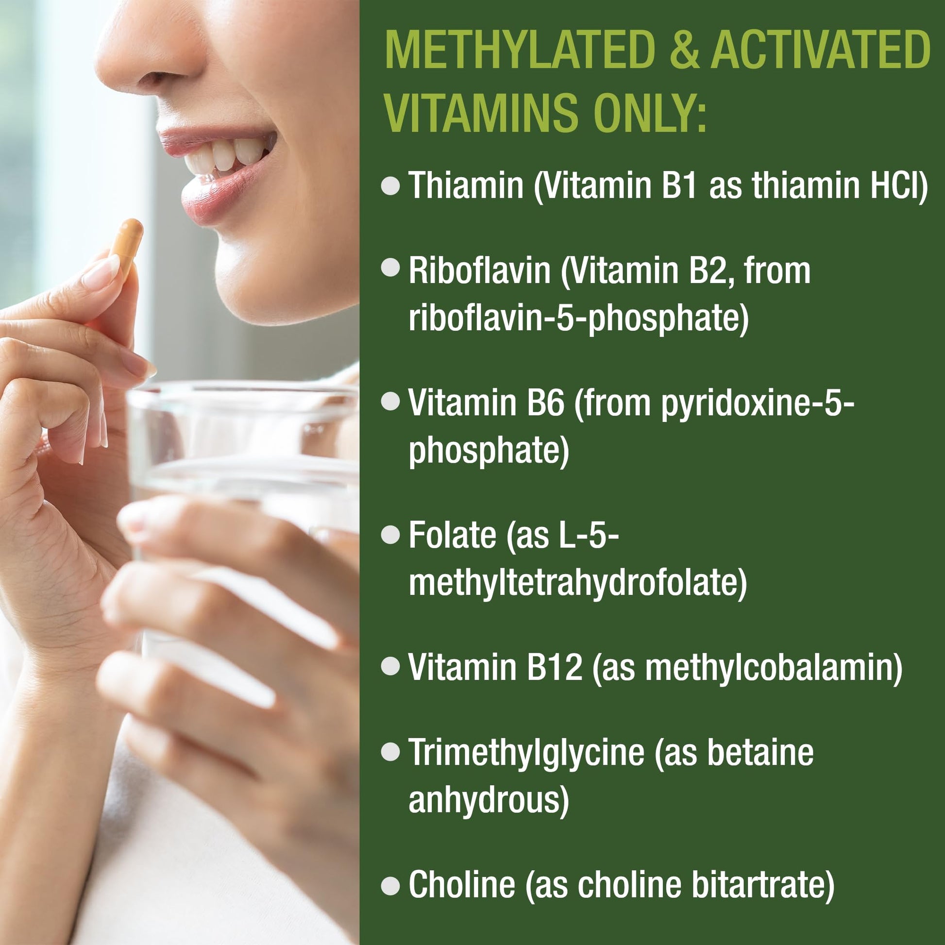 Iconos de características del multivitamínico metilado vegano de Peak Performance.