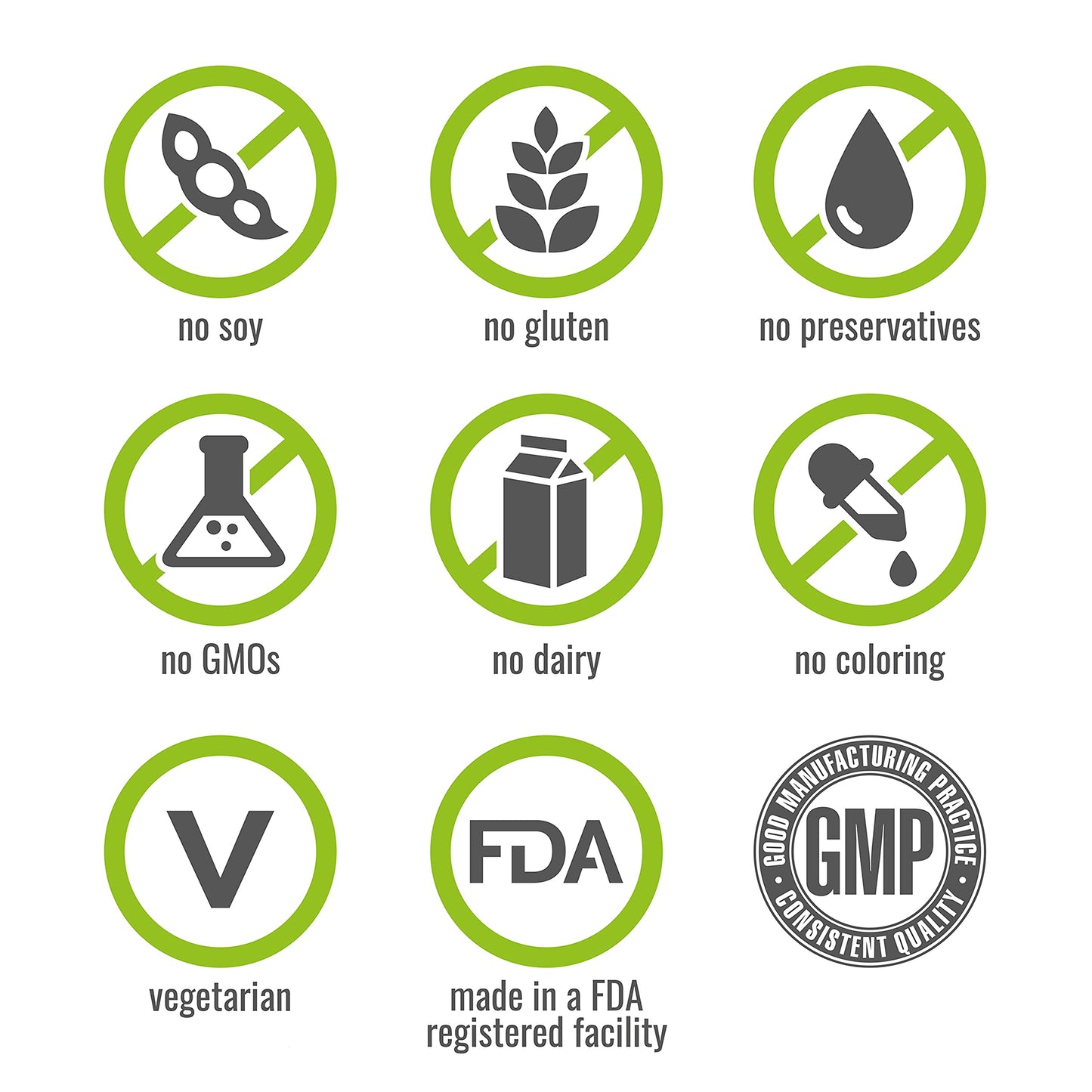 Iconos sin gluten, sin soja, vegetariano